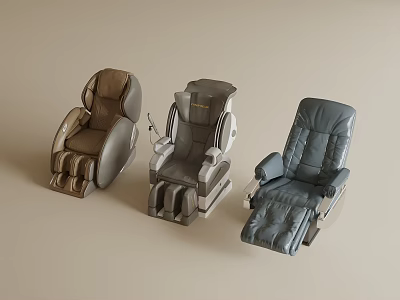 Stylish Modern Massage Chairs In Brown Gray And Dark Blue Color Options 3d model