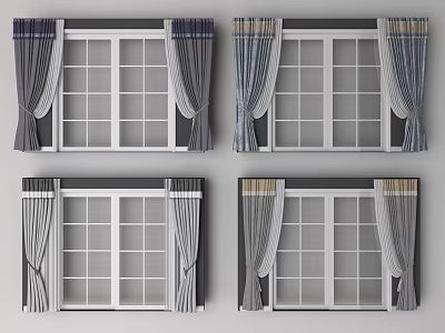 Modern Curtains With Various Designs For Home Glass Window Decoration 3d model
