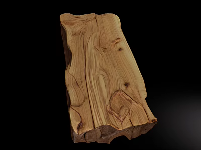 Natural Stone and Wood Decorative Block with Unique Grain Patterns 3d model