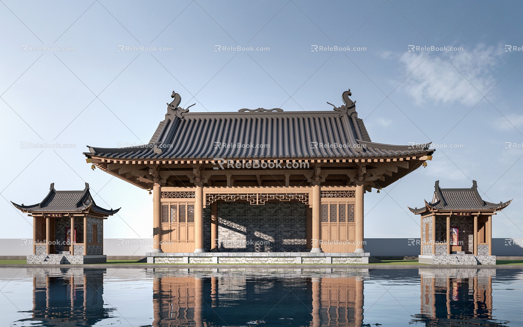 Chinese-style ancient architecture, bucket arch building, hall building, main hall 3d model