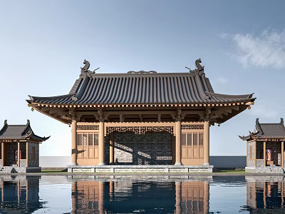 Chinese-style ancient architecture, bucket arch building, hall building, main hall 3d model