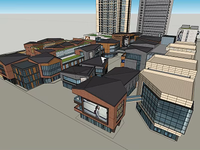 Modern Commercial Complex With Multi Storey Retail Shops Open Spaces And High Rise Buildings 3d model