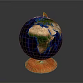 Geographical Globe Earth Model With Orange Base And Detailed Continents Surface