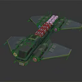 Detailed Sci Fi Spaceship Model With Metallic Wings Purple Engines And Main Structure 3d model