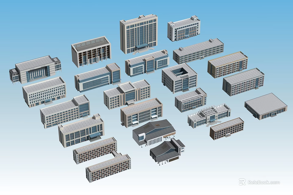 Various Office Building Models With Diverse Architectural Designs And Structures 3d model 
