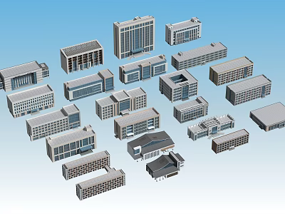 Various Office Building Models With Diverse Architectural Designs And Structures 3d model
