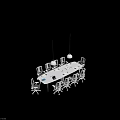 Modern White Conference Table With Office Chairs Hanging Lights And Supplies