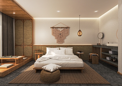 Quiet Room Homestay Room Homestay Living Room Inn Hotel Room 3d model