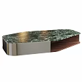 Modern Living Room Coffee Table With Green Marble Top Metal Frame And Wooden Base