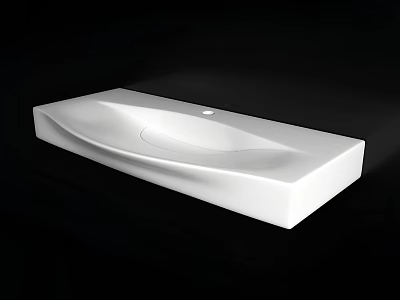 Modern White Countertop Washbasin With Sleek Curved Design For Bathroom Interior Decoration 3d model