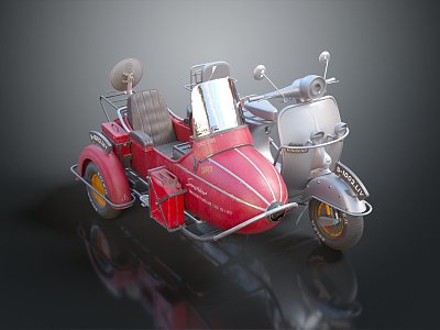 Modern Motorcycle Postman Motorcycle Three-wheeled Motorcycle Classic Motorcycle 3d model