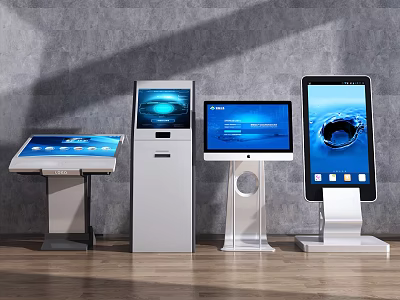 Public Facilities Featuring Modern Self Service Kiosks With Interactive Screens 3d model