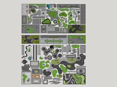 Karesansui Garden Design Layout With Stone Paths Moss And Sand Patterns 3d model