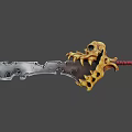 Silver Blade Sword With Golden Dragon Skeleton Design And Red Rope Hilt