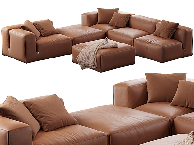 Modern Combination Sofa Multiplayer Sofa Leather Sofa Corner Sofa Combination 3d model