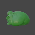 Cute Green Frog Game Film Character With Round Body And Closed Eyes