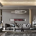Modern Living Room Interior Design With Sofa Coffee Table Chandelier And Textured Wall Decor