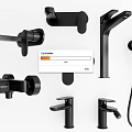 Black Modern Faucets Various Types For Bathroom And Kitchen Home Use 3d model