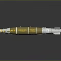 Tactical Guided Missile With Yellow White Body Aerodynamic Structure And Tail Fins