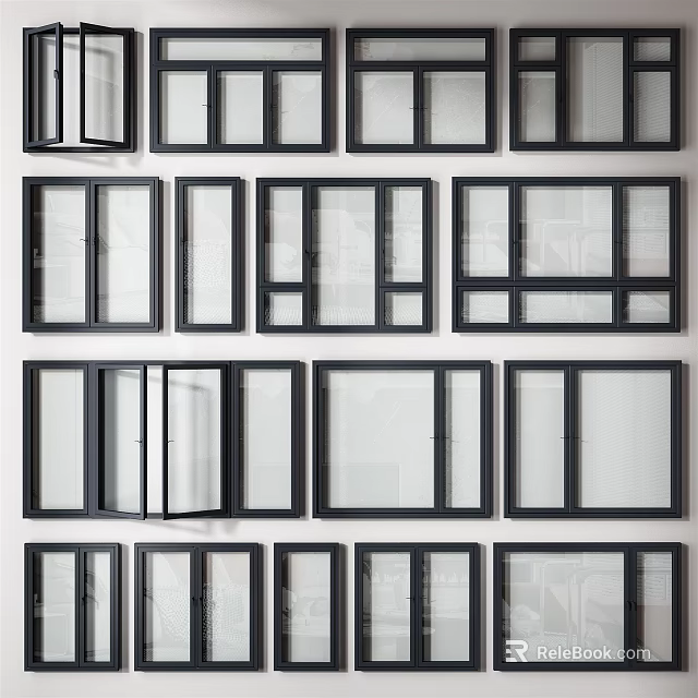Various Casement Windows Designs With Aluminum Frames And Tempered Glass For Home Decoration 3d model 