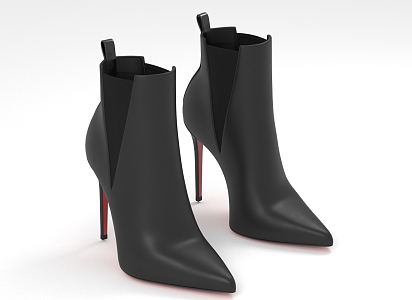 Pointed Ankle Boots High Heel Boots Women's Shoes 3d model