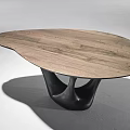 Modern Artistic Dining Table With Wooden Tabletop And Irregular Black Base 3d model