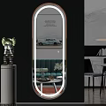 Elegant Modern Mirror In Living Room Interior With Green Sofa And Decorative Items