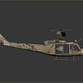 Detailed Military Tactical Helicopter With Brown Camouflage Rotors And Open Door Structure