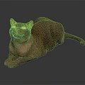 Realistic Brown Cat With Yellow Eyes Lying On Dark Background 3d model