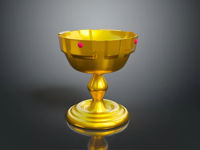 Golden Trophy Design With Shiny Surface Red Accents And Pedestal Base 3d model