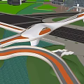 Modern Bridge With Curved Structure Connecting Urban Roads And Green Areas