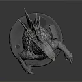 Detailed Godzilla Statue Sculpture With Open Mouth Claws Muscular Torso And Base Stand