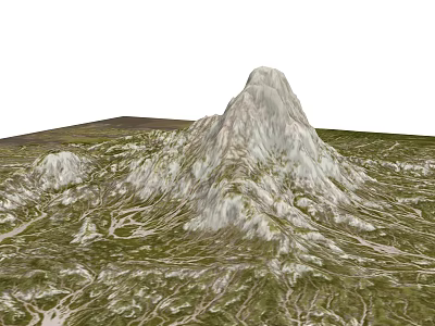 Natural Mountain Garden Landscape With Snow Capped Peaks And Green Terrain Texture 3d model