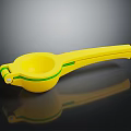 Yellow Lemon Squeezer With Green Accents And Ergonomic Handle For Kitchen Use 3d model