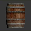 Rustic Wooden Barrel Featuring Metal Hoops And Distressed Wood Finish