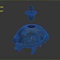 Traditional Turtle Shaped Ceramic Container With Lid And Carved Patterns For Daily Use 3d model