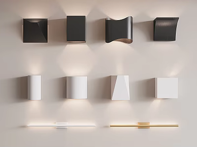 Modern Wall Lamps With Geometric Curved Cylindrical Designs In Black White For Interior Decor 3d model