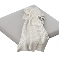 Gray Cushion With Soft Striped Light Colored Blanket On Top 3d model