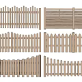 Various Wooden Railing Designs With Different Slat Structures For Outdoor Decoration 3d model