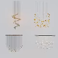 Modern Artistic Chandeliers With Gold Silver Leaf Shaped Hanging Decor Elements 3d model