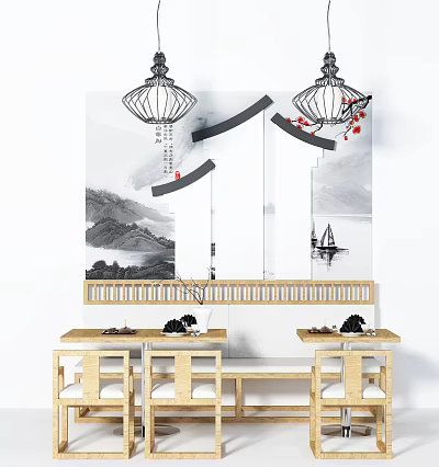 New Chinese Style Chandelier Ink Chandelier 3d model