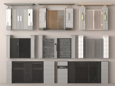 Modern Entrance Doors Featuring Various Designs Frames And Material Combinations 3d model