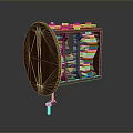 Mechanical Industrial Equipment Featuring Wooden Casing Red Components Spiral Structure And Metal Stand