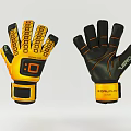 GLOBALFIT Goalkeeper Gloves Featuring Yellow Black Grip Pattern And Black Orange Accent Design
