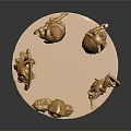 Golden Decorative Figurines Display With Four Character Figures On Circular Base