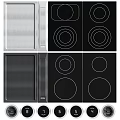 Modern Kitchen Appliance With Stainless Steel Panel Black Induction Cooktop And Control Knobs 3d model
