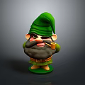 Cute Green Gnome Figure With Beard Pipe Green Hat And Base