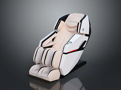 Modern Massage Chair Featuring White Beige Upholstery Black Red Trim And Contemporary Design 3d model