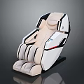 Modern Massage Chair Featuring White Beige Upholstery Black Red Trim And Contemporary Design