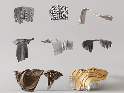 Various Bed Runner Styles With Fringe Accents And Diverse Textures For Bedroom Decor 3d model